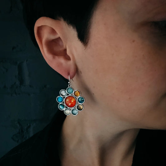Solar System Halo Dangle Earrings