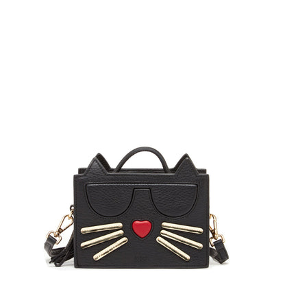 SUSU Leather Cat Bag Black Crossbody Purse Women's Handbag