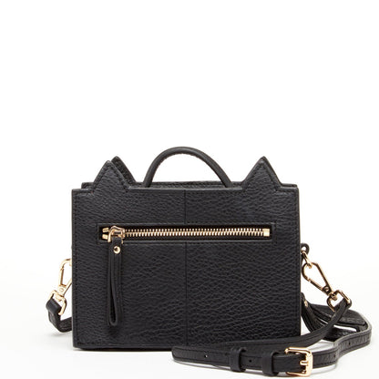 SUSU Leather Cat Bag Black Crossbody Purse Women's Handbag