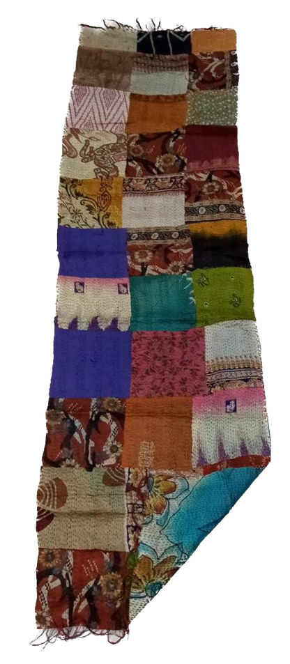 Vintage Silk Saree Kantha throw - Hand Stitched Upcycled