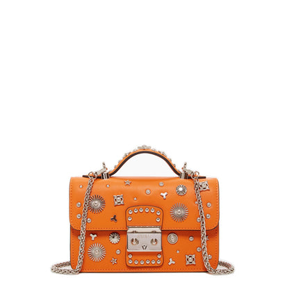 SUSU Studded Small Leather Crossbody Bag Orange Purse Cute Handbag  Women's Handbag