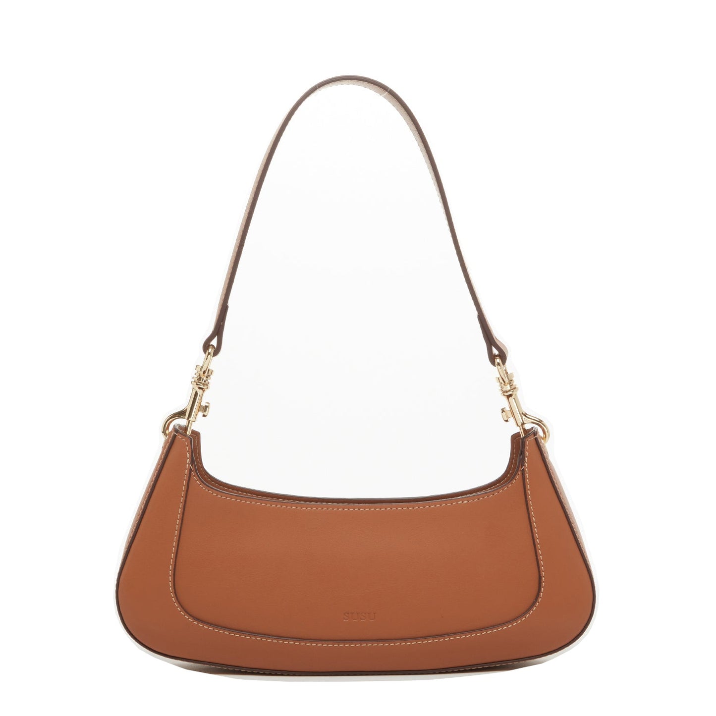SUSU Leather Baguette Bag Brown Purse 90s Small  Shoulder Bag Y2K  Underarm Bag Trendy Handbag