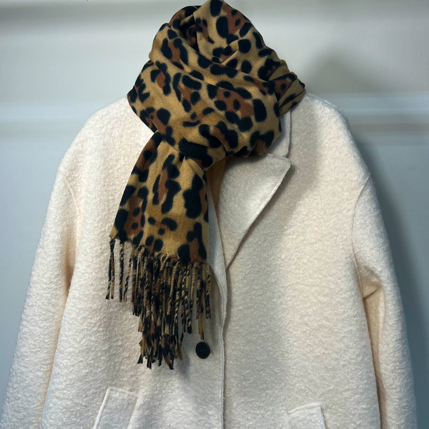 Black & Gold Leopard Scarf